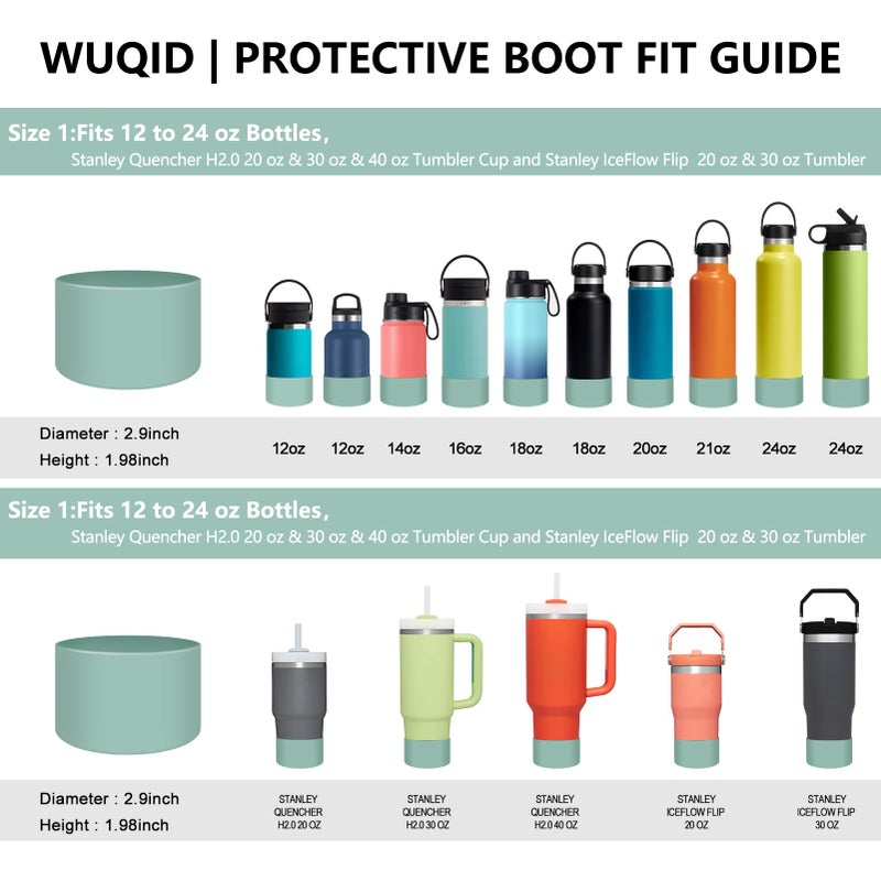 WUQID غطاء حماية من السيليكون من WUQID لقارورة رياضية مائية سعة 12oz-40oz/زجاجات مياه ستانلي، غطاء سفلي مضاد للانزلاق لجميع زجاجات المياه، عرض سفلي من 2.83-2.95 بوصة - Image 3
